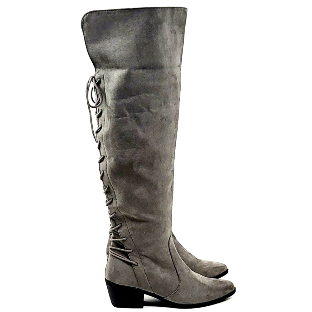 NEW Justfab Women Grey Summer Fall Winter Pointy Over the knee Boots Size 6.5 US